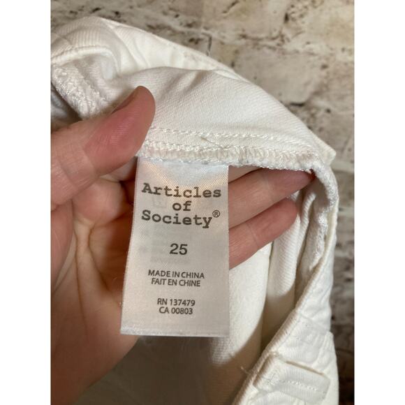 Articles of Society Jogger Jeans Womens 25 Pure White Pockets Denim Stretch - Picture 16 of 16
